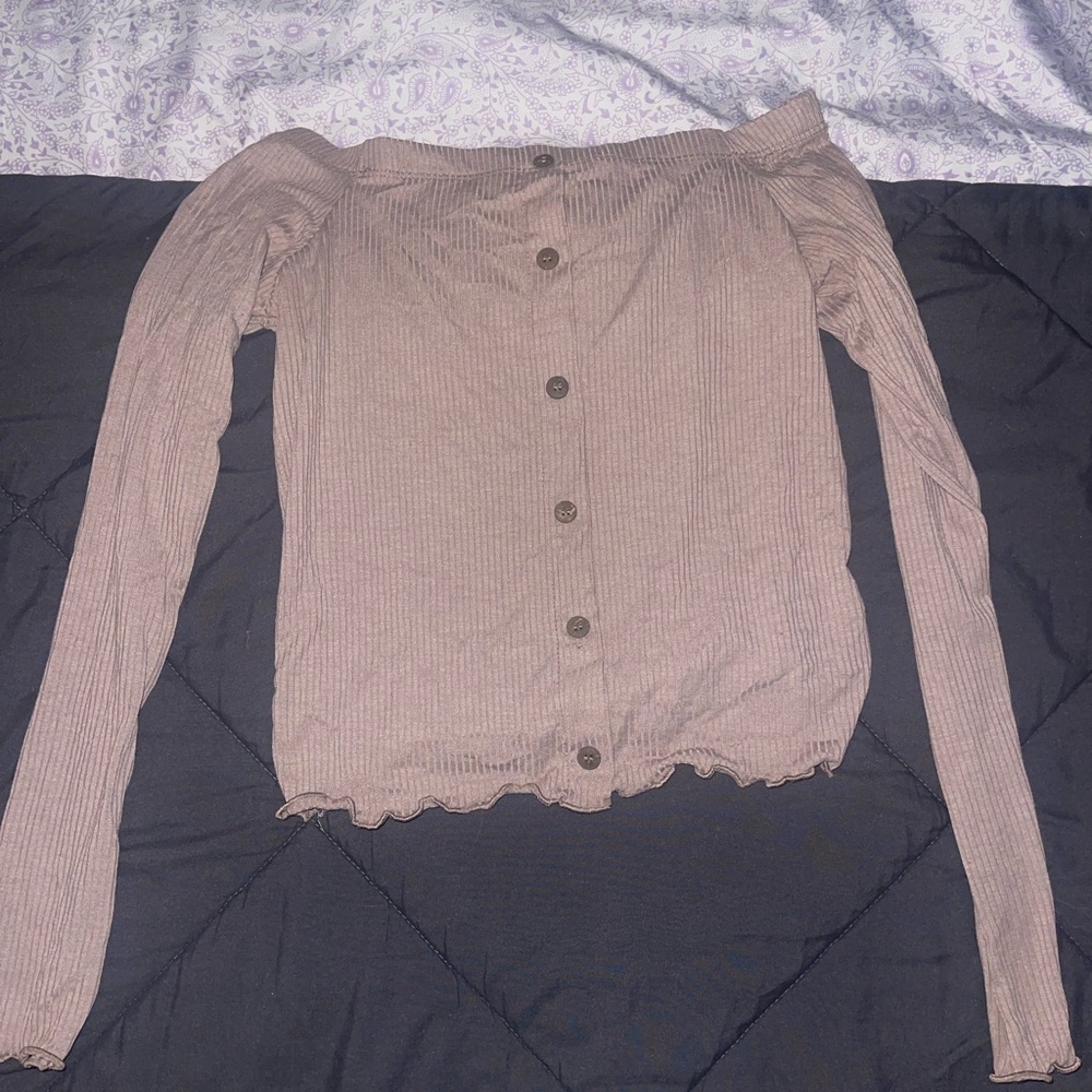 Long sleeve brown crop top